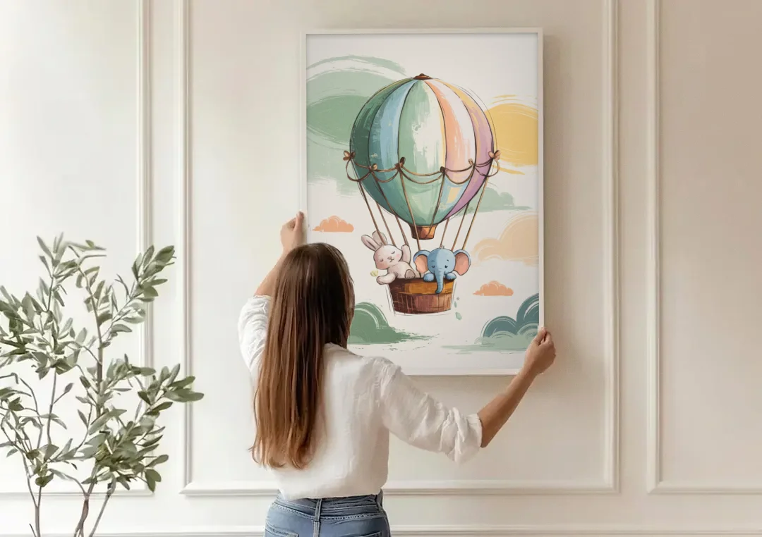 Marietta Baby Room Bliss canvas wall art being hung on a paneled wall