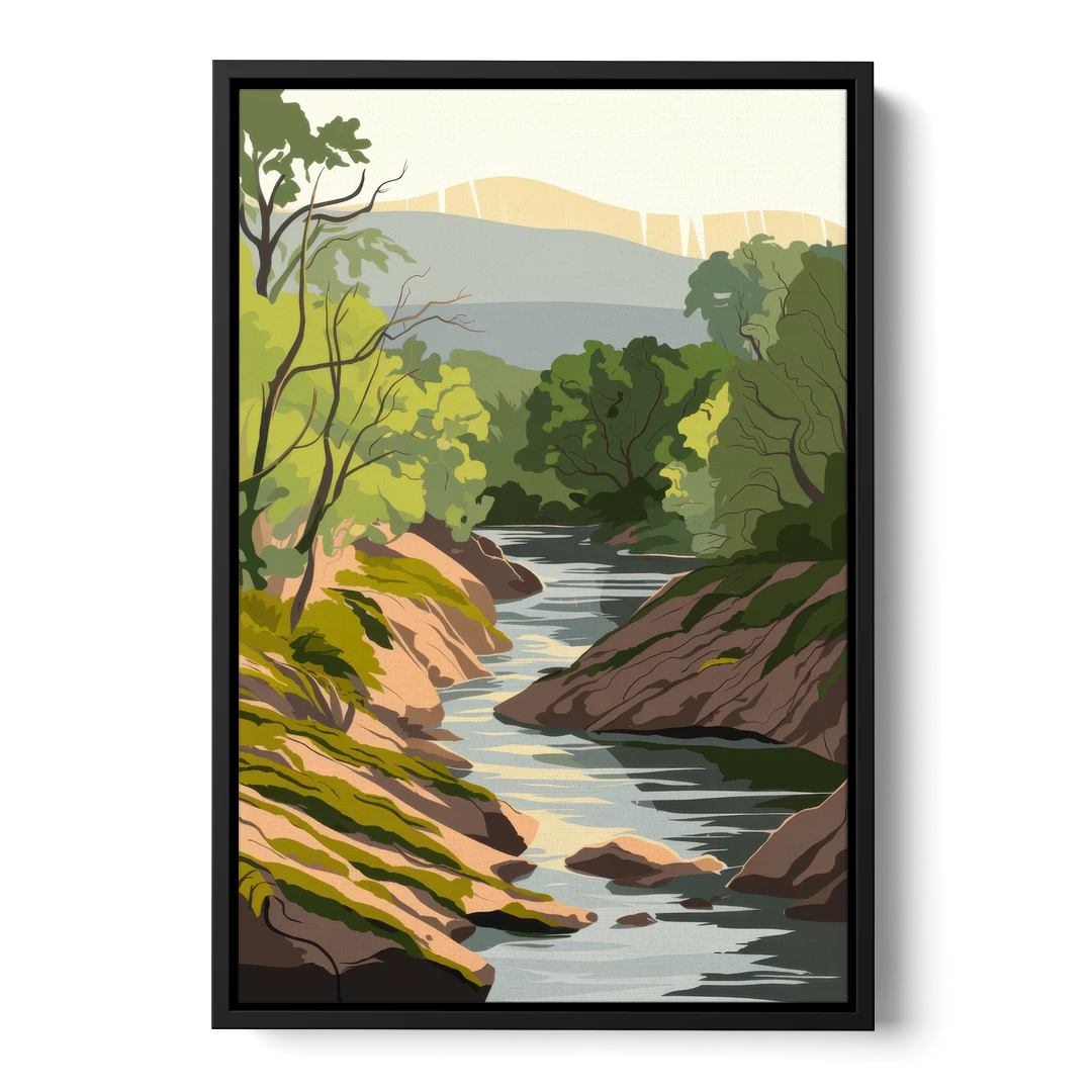 Marietta Chattahoochee River - Black Framed Canvas Wall Art - Front