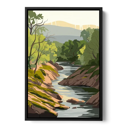 Marietta Chattahoochee River - Black Framed Canvas Wall Art - Front