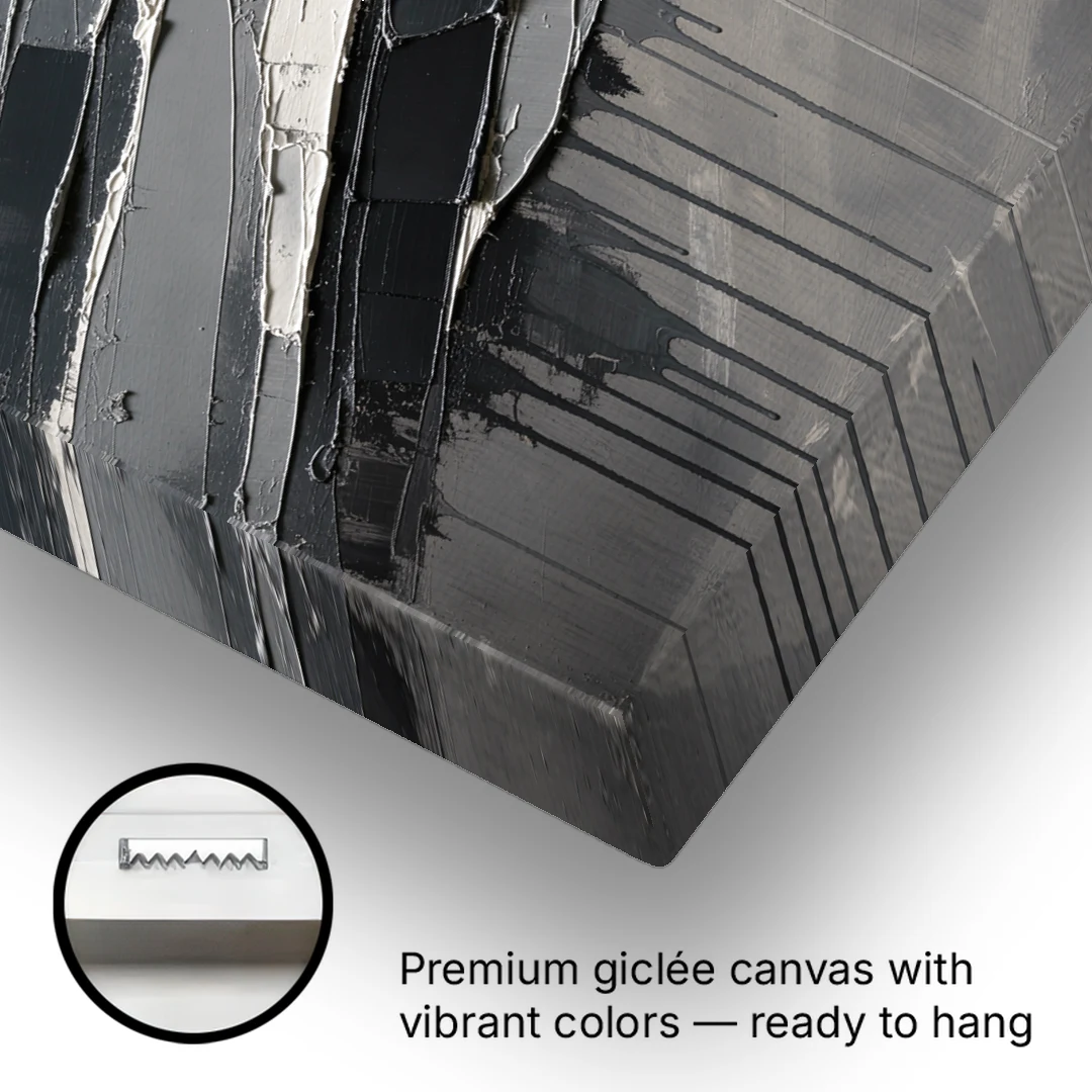 Masculine Abstract Slate Strata with White Seams - Canvas Wall Art - Gallery Wrap Corner