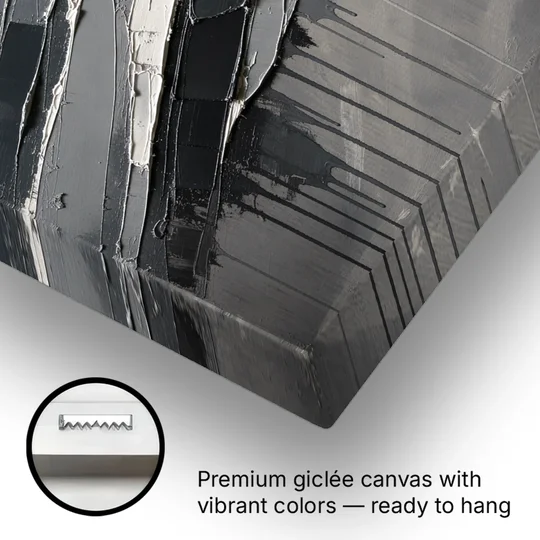 Masculine Abstract Slate Strata with White Seams - Canvas Wall Art - Gallery Wrap Corner