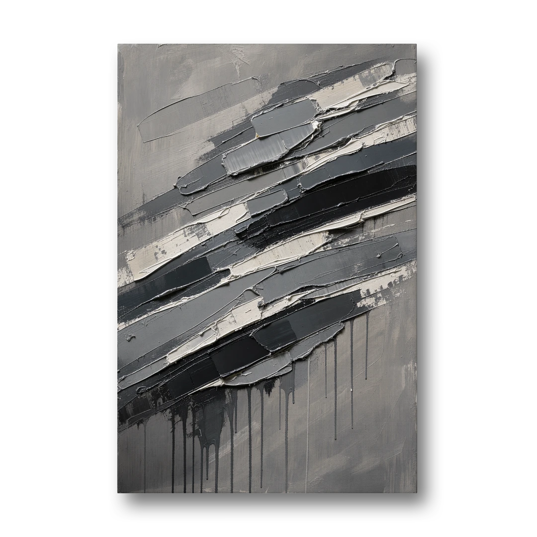 Masculine Abstract Slate Strata with White Seams - Canvas Wall Art - Front
