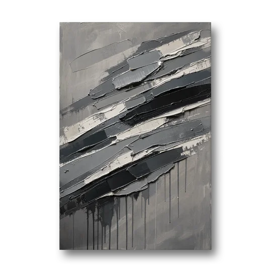 Masculine Abstract Slate Strata with White Seams - Canvas Wall Art - Front