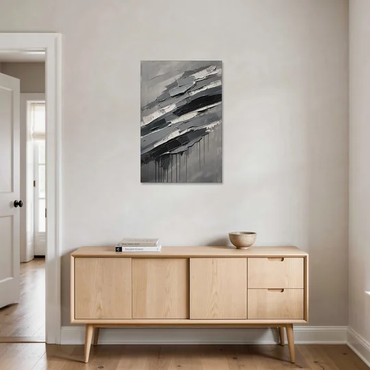 Masculine Abstract Slate Strata with White Seams - Canvas Wall Art - Coffee Table - 24x36