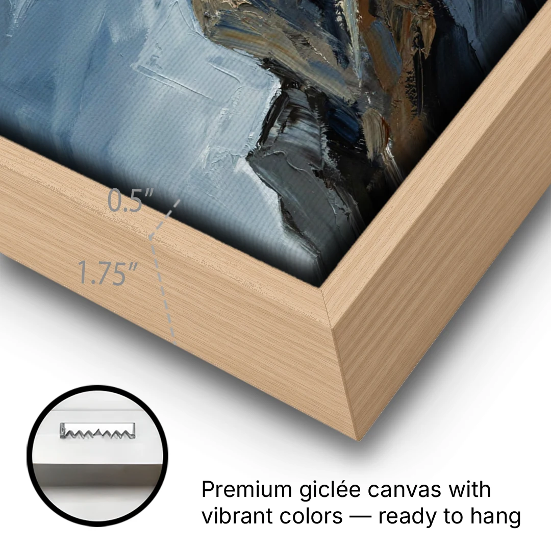 Masculine Wall Art for Office - Oak Framed Canvas Wall Art - Gallery Wrap Corner