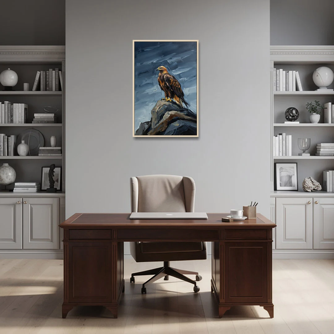 Masculine Wall Art for Office - Oak Framed Canvas Wall Art - Office - 24x36