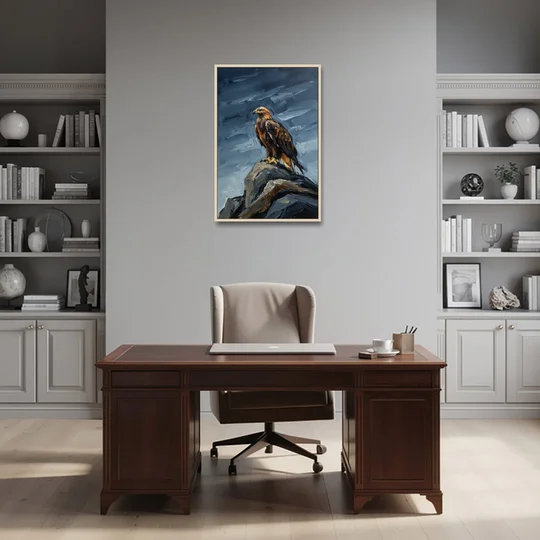 Masculine Wall Art for Office - Oak Framed Canvas Wall Art - Office - 24x36