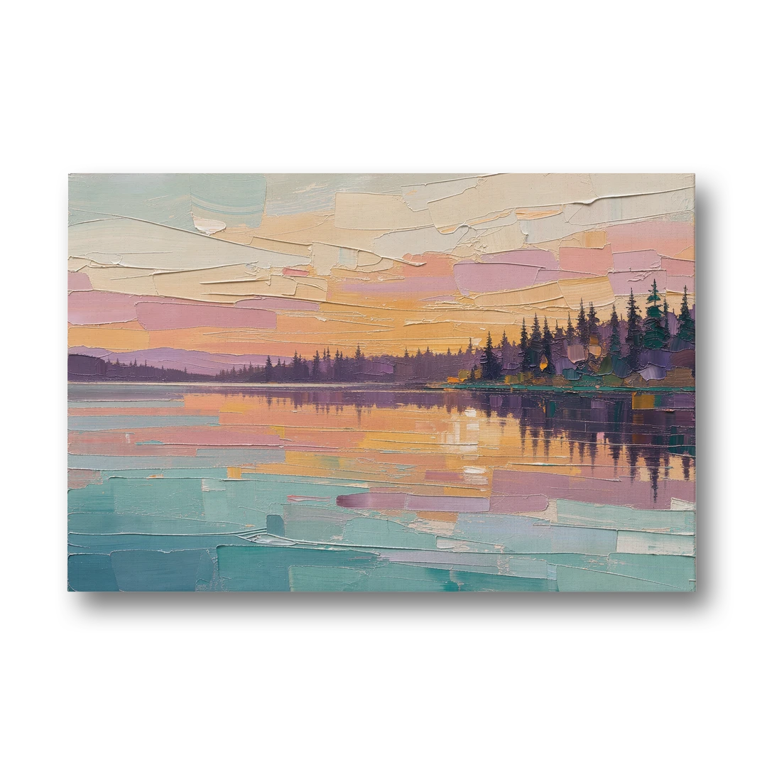 Master Bedroom Wall Art Above Bed Lake Sunset - Canvas Wall Art - Front
