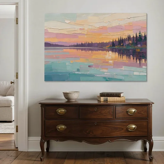 Master Bedroom Wall Art Above Bed Lake Sunset - Canvas Wall Art - Coffee Table - 60x40