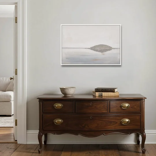 Matching Wall Art Set of 2 Mirrored Island - White Framed Canvas Wall Art - Coffee Table - 36x24
