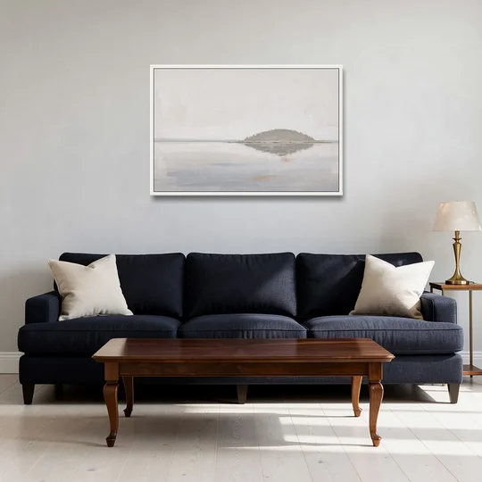 Matching Wall Art Set of 2 Mirrored Island - White Framed Canvas Wall Art - Sofa - 36x24