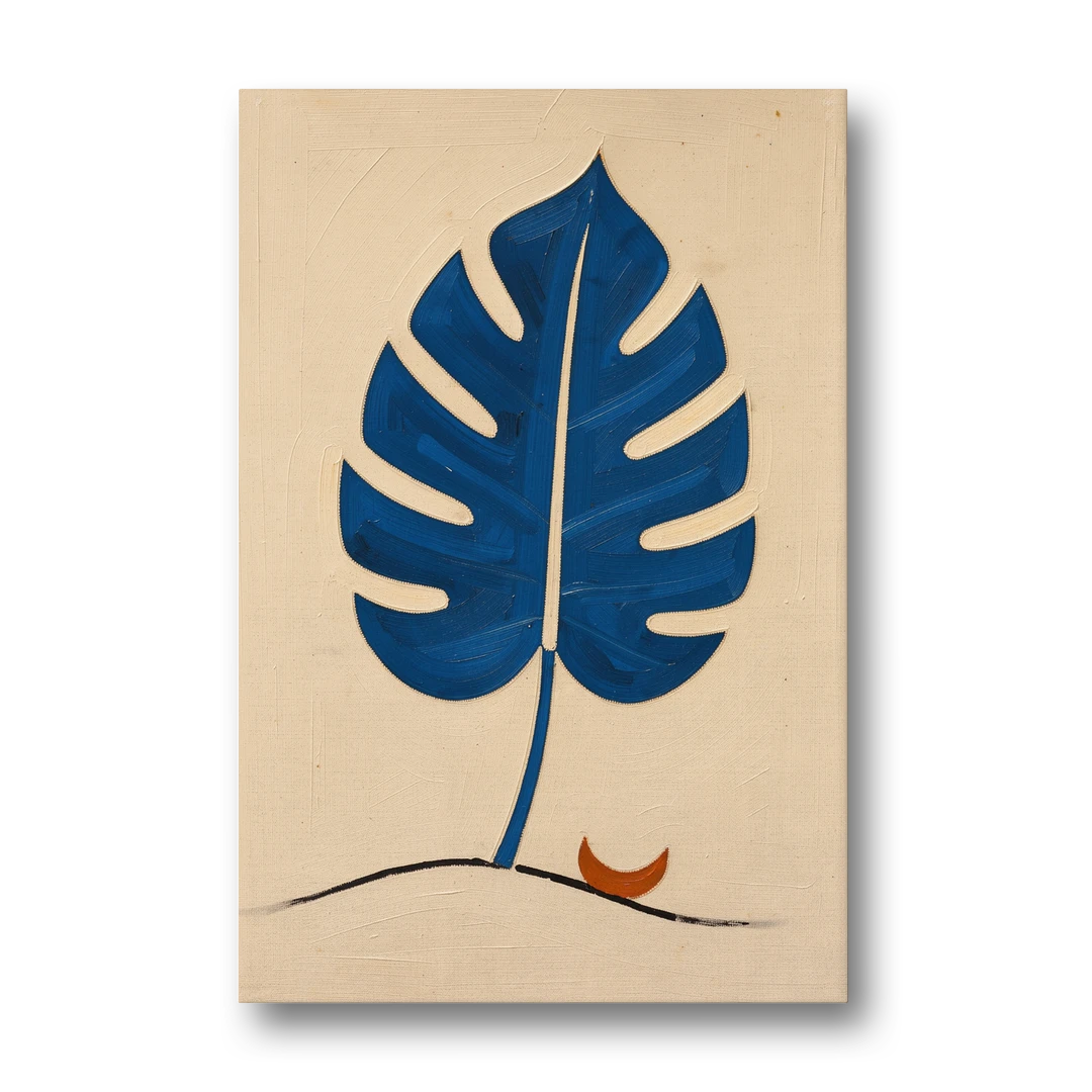 Matisse Wall Art Cobalt Leaf with Vermilion Moon - Canvas Wall Art - Front