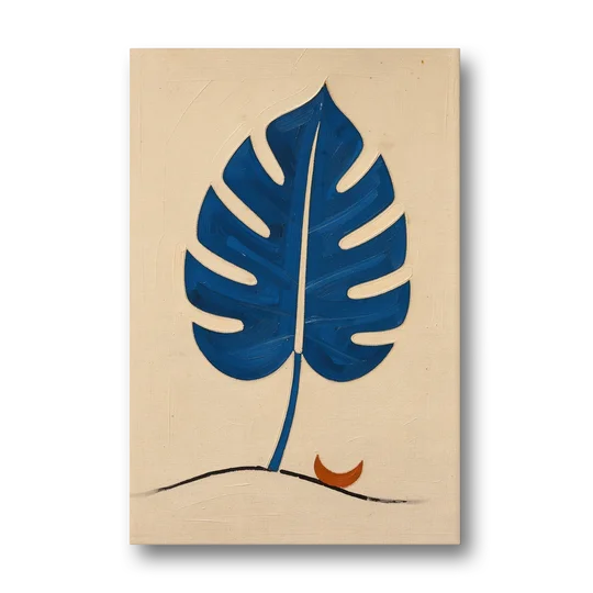Matisse Wall Art Cobalt Leaf with Vermilion Moon - Canvas Wall Art - Front