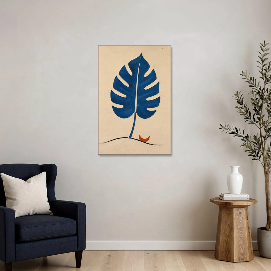 Matisse Wall Art Cobalt Leaf with Vermilion Moon - Canvas Wall Art - Sofa - 24x36
