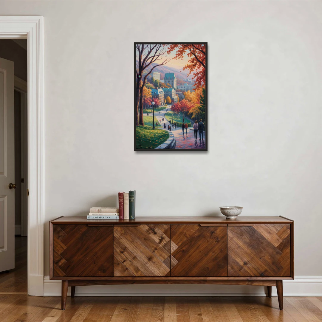 McGill University Montreal - Black Framed Canvas Wall Art - Coffee Table - 24x36