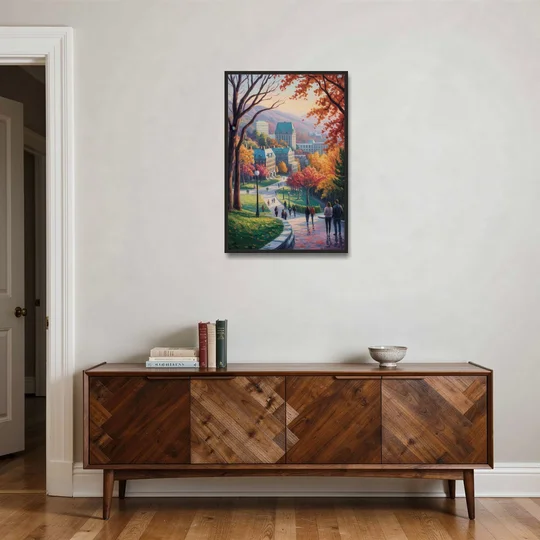 McGill University Montreal - Black Framed Canvas Wall Art - Coffee Table - 24x36