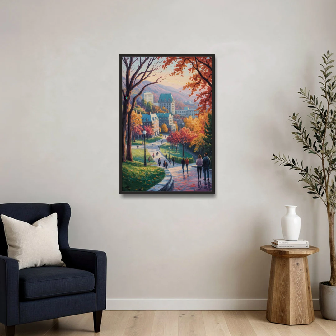 McGill University Montreal - Black Framed Canvas Wall Art - Sofa - 24x36