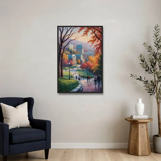McGill University Montreal - Black Framed Canvas Wall Art - Sofa - 24x36