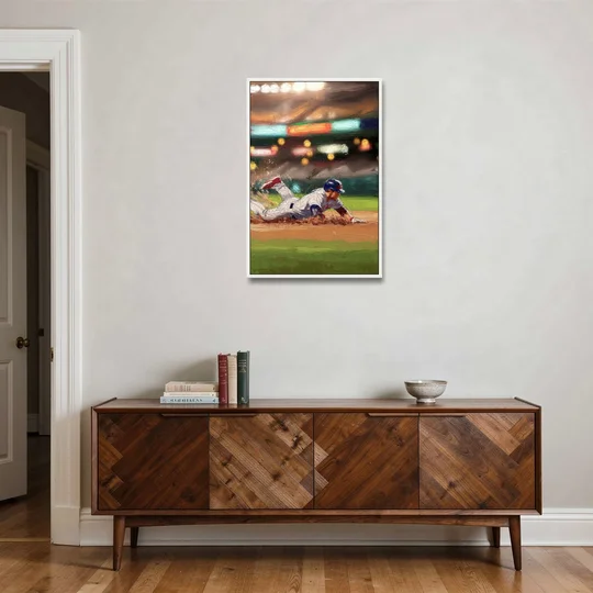 McKinney Baseball Spirit - White Framed Canvas Wall Art - Coffee Table - 24x36