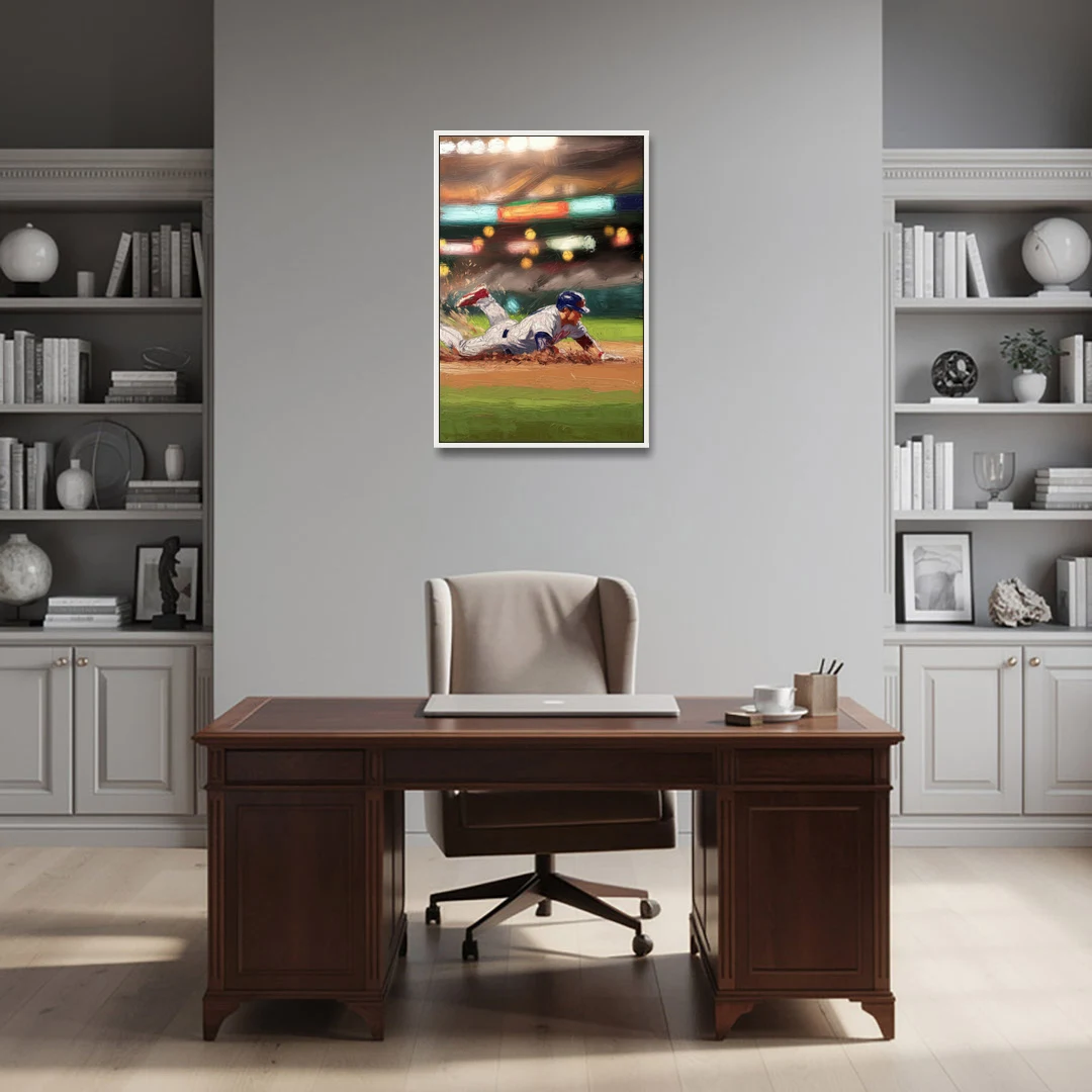 McKinney Baseball Spirit - White Framed Canvas Wall Art - Office - 24x36