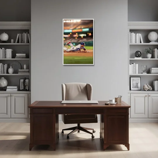 McKinney Baseball Spirit - White Framed Canvas Wall Art - Office - 24x36
