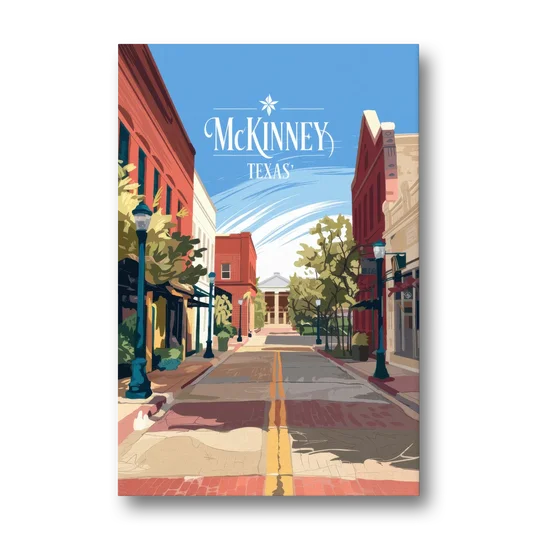 McKinney Downtown Streetscape - Canvas Wall Art - Front