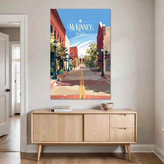 McKinney Downtown Streetscape - Canvas Wall Art - Coffee Table - 40x60
