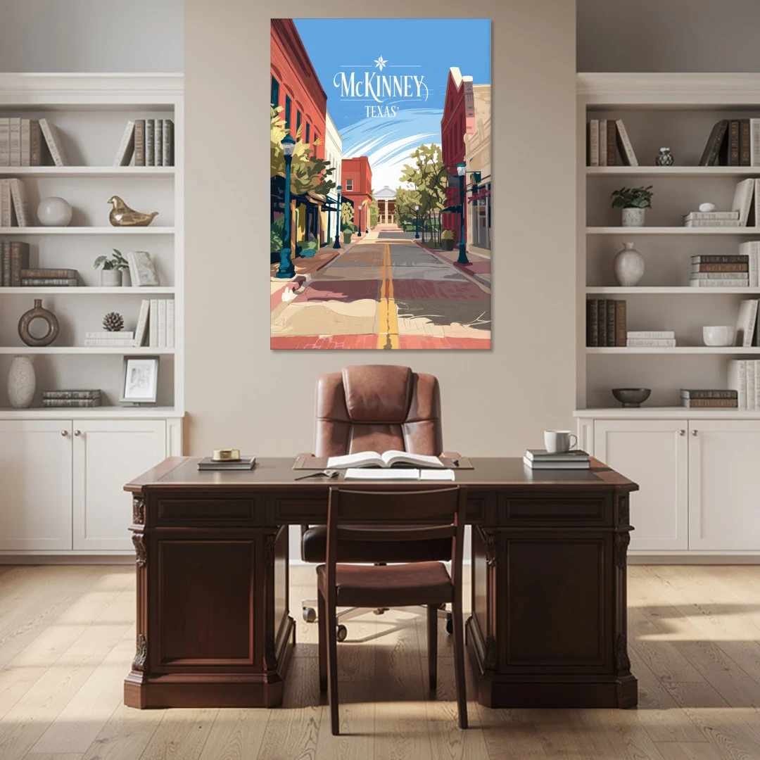 McKinney Downtown Streetscape - Canvas Wall Art - Office - 40x60