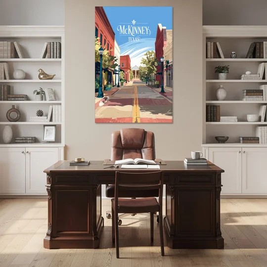 McKinney Downtown Streetscape - Canvas Wall Art - Office - 40x60