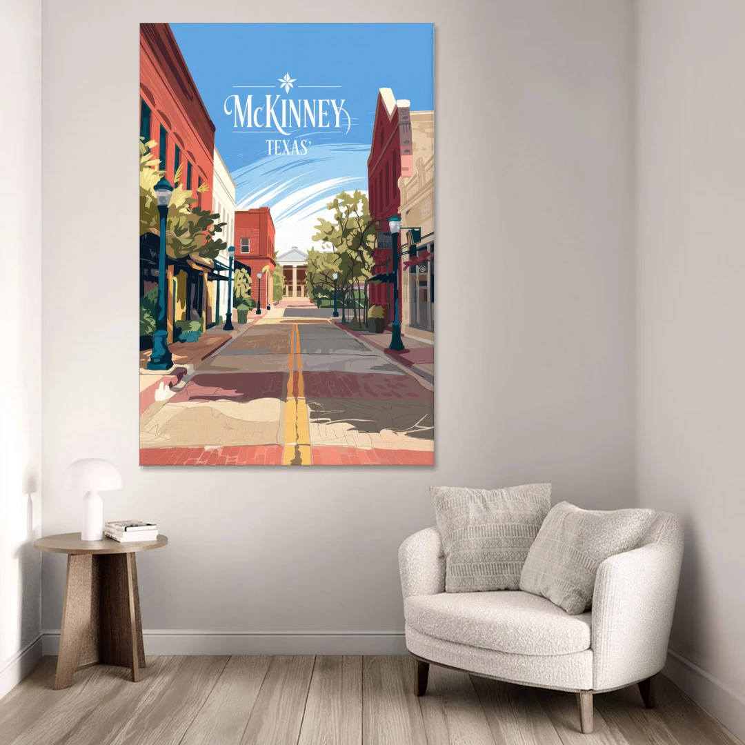 McKinney Downtown Streetscape - Canvas Wall Art - Sofa - 40x60