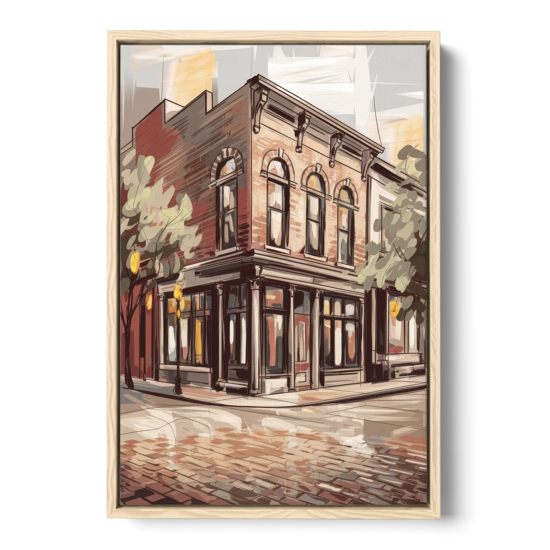 McKinney Historic Architecture - Oak Framed Canvas Wall Art - Front