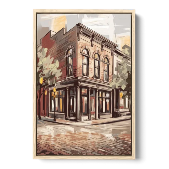 McKinney Historic Architecture - Oak Framed Canvas Wall Art - Front
