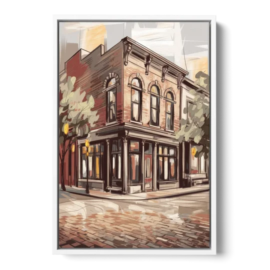 McKinney Historic Architecture - White Framed Canvas Wall Art - Front