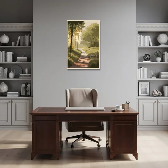 McKinney Nature Trails - Oak Framed Canvas Wall Art - Office - 24x36