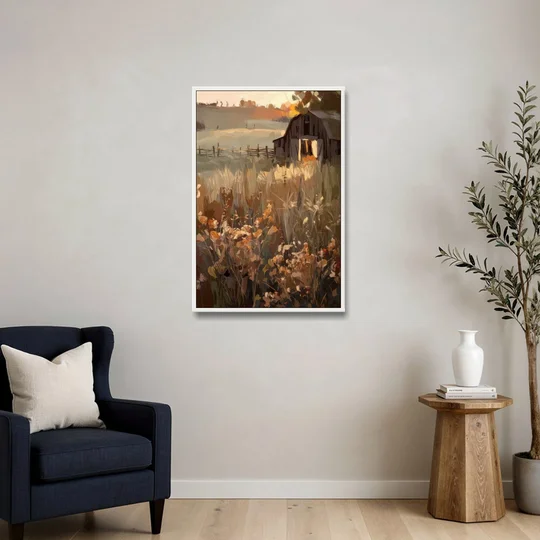 McKinney Rustic Charm - White Framed Canvas Wall Art - Sofa - 24x36