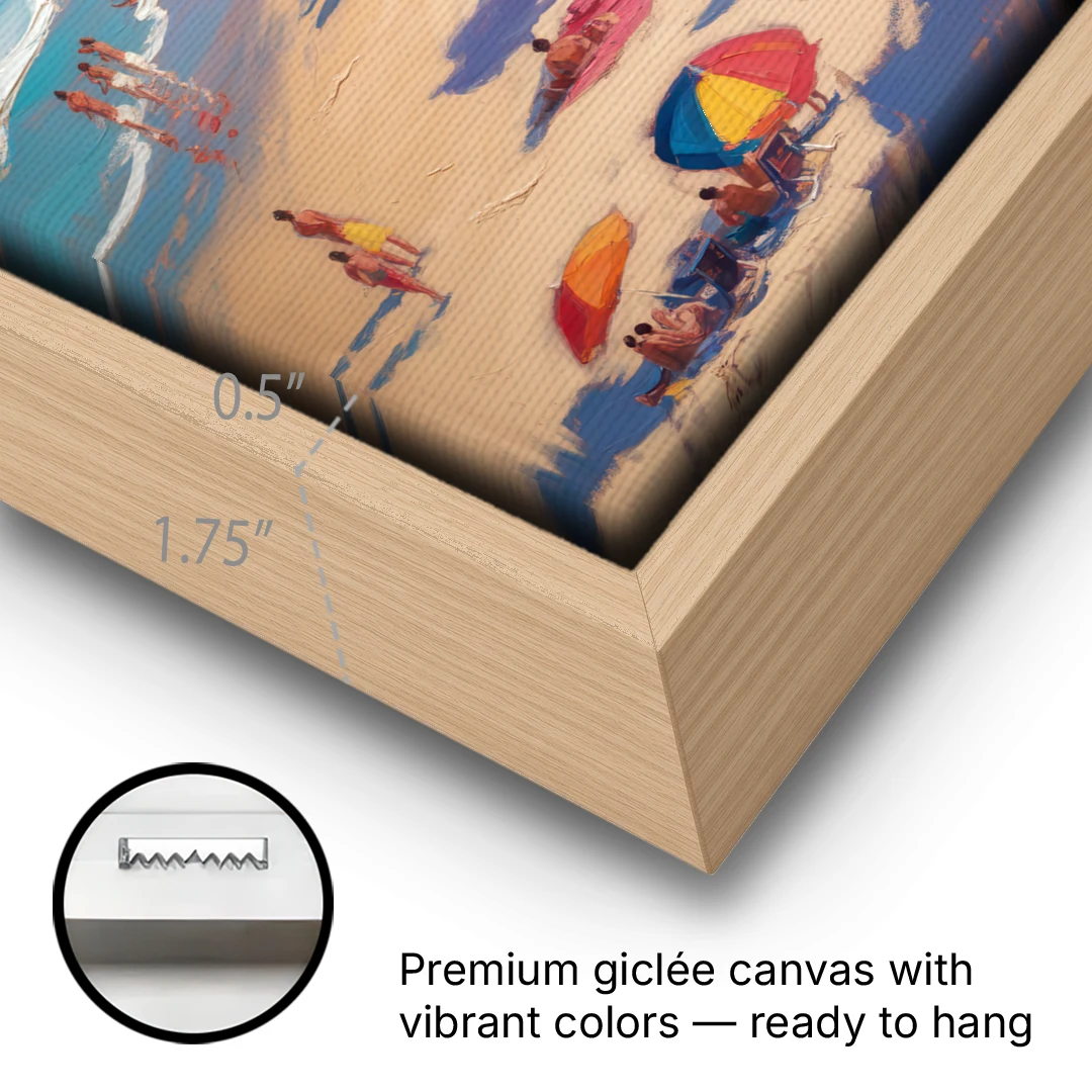 Medano Beach View - Oak Framed Canvas Wall Art - Gallery Wrap Corner