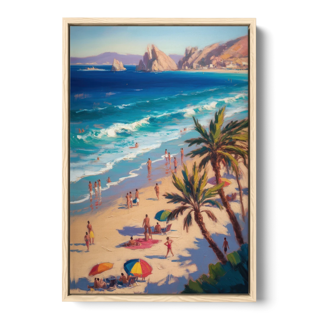 Medano Beach View - Oak Framed Canvas Wall Art - Front