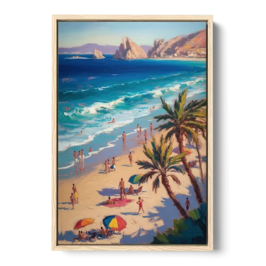 Medano Beach View - Oak Framed Canvas Wall Art - Front