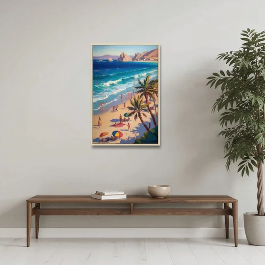 Medano Beach View - Oak Framed Canvas Wall Art - Coffee Table - 24x36
