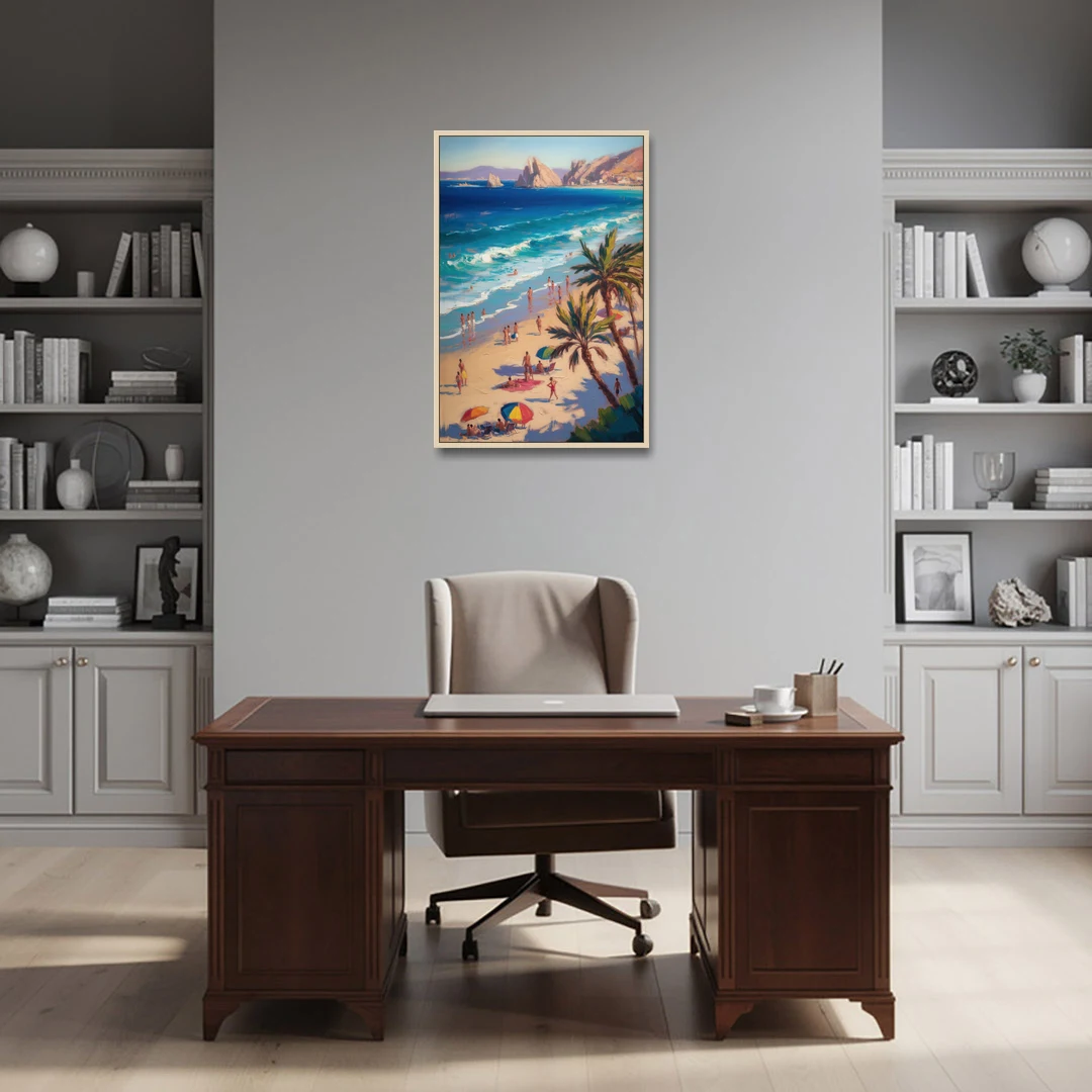 Medano Beach View - Oak Framed Canvas Wall Art - Office - 24x36