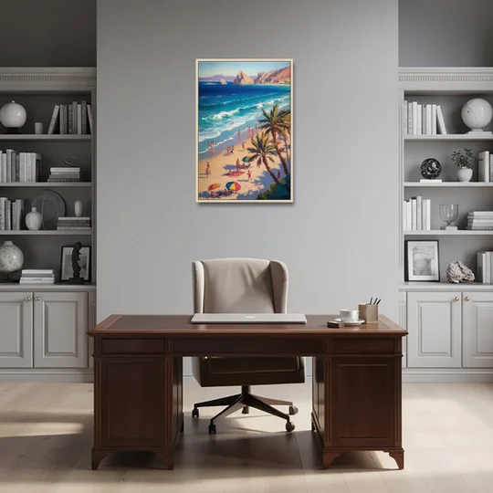Medano Beach View - Oak Framed Canvas Wall Art - Office - 24x36