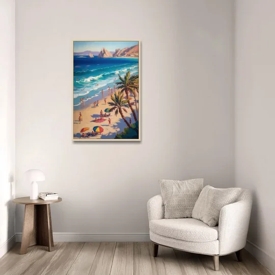 Medano Beach View - Oak Framed Canvas Wall Art - Sofa - 24x36