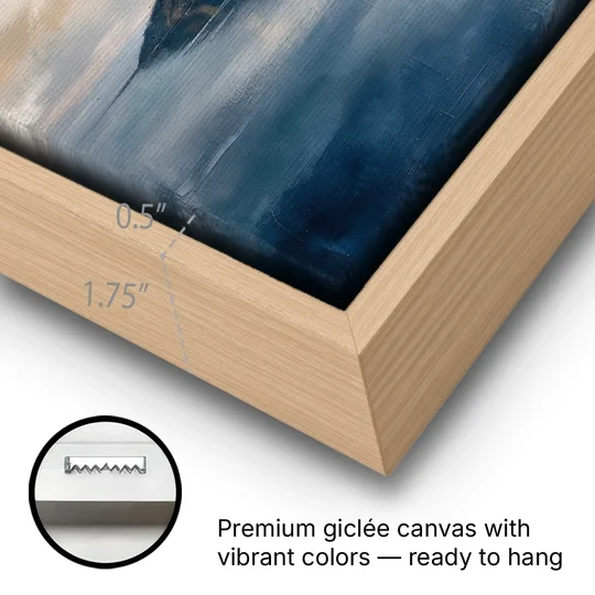 Medical Office Wall Art of Islands at Dusk - Oak Framed Canvas Wall Art - Gallery Wrap Corner