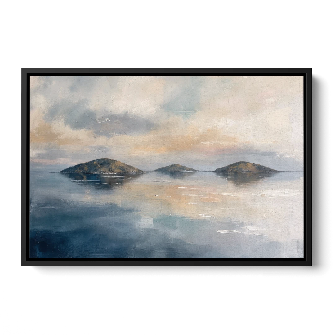 Medical Office Wall Art of Islands at Dusk - Black Framed Canvas Wall Art - Front