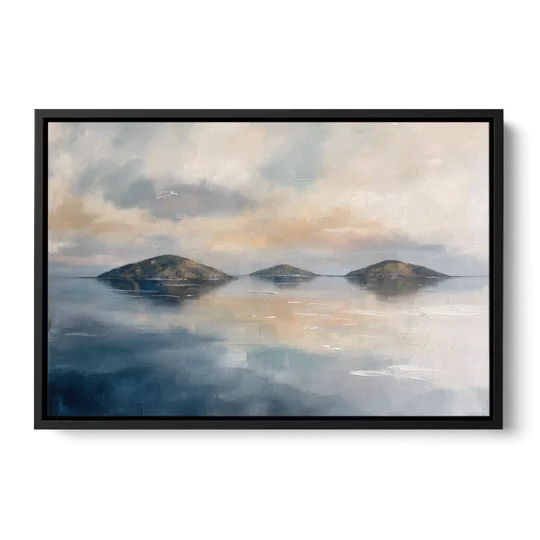 Medical Office Wall Art of Islands at Dusk - Black Framed Canvas Wall Art - Front