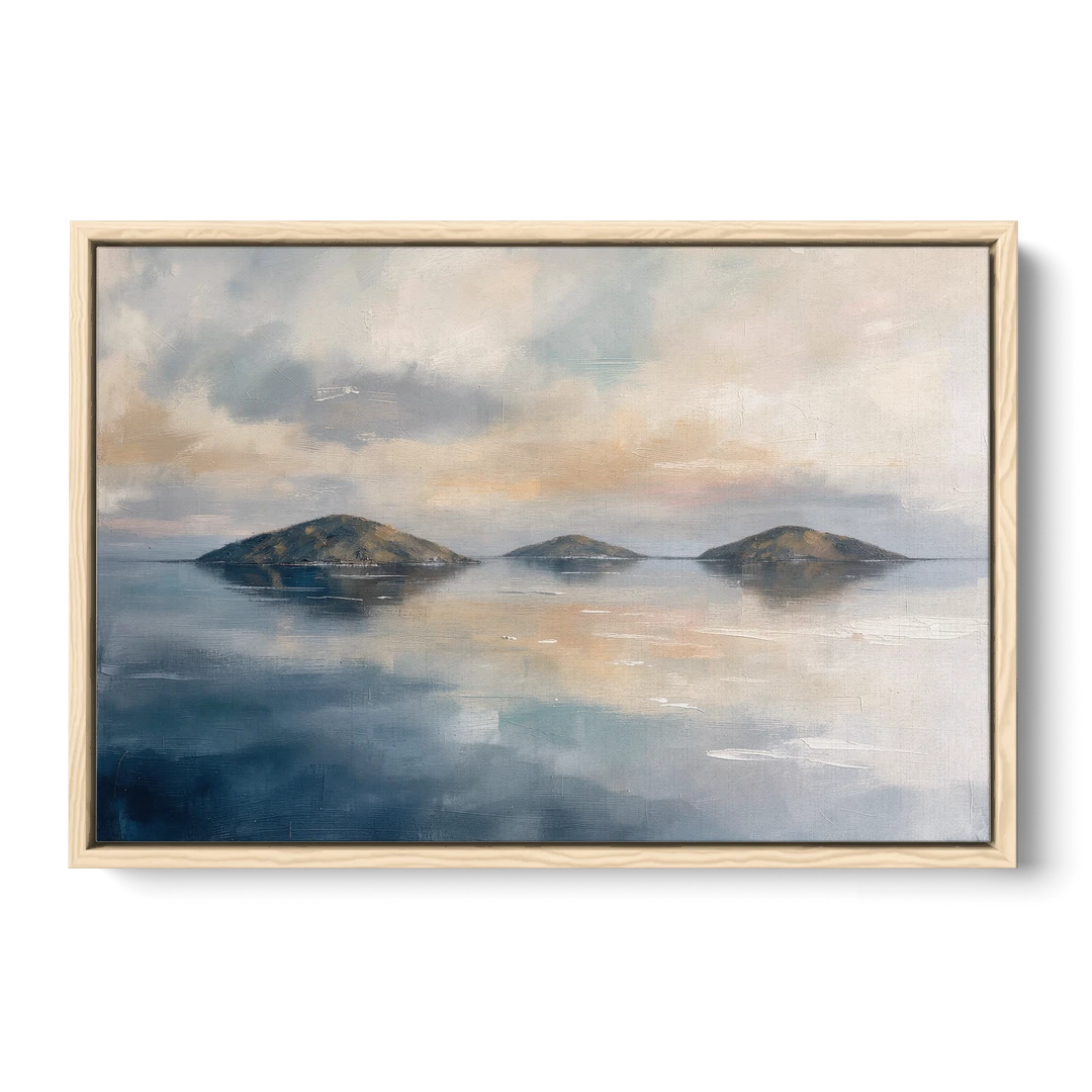 Medical Office Wall Art of Islands at Dusk - Oak Framed Canvas Wall Art - Front