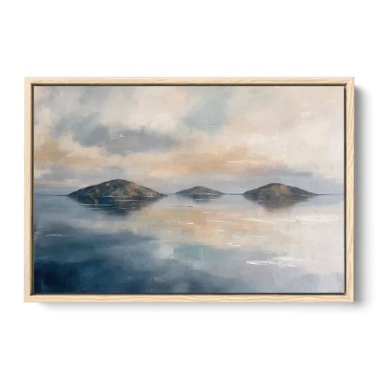 Medical Office Wall Art of Islands at Dusk - Oak Framed Canvas Wall Art - Front