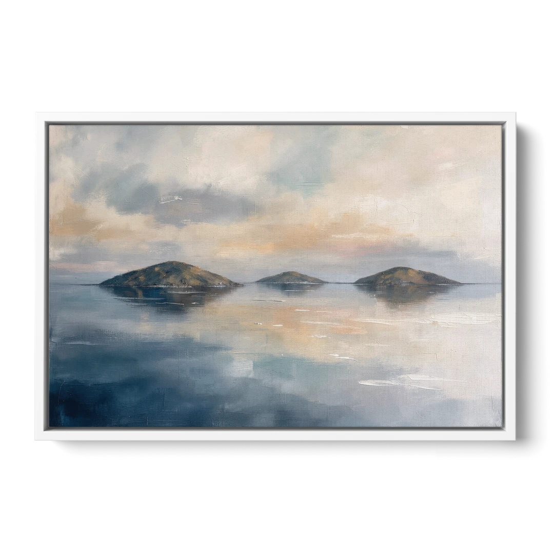 Medical Office Wall Art of Islands at Dusk - White Framed Canvas Wall Art - Front