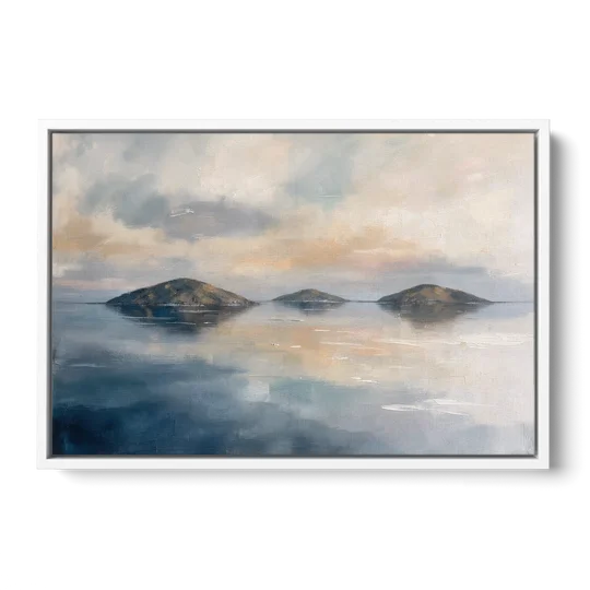 Medical Office Wall Art of Islands at Dusk - White Framed Canvas Wall Art - Front
