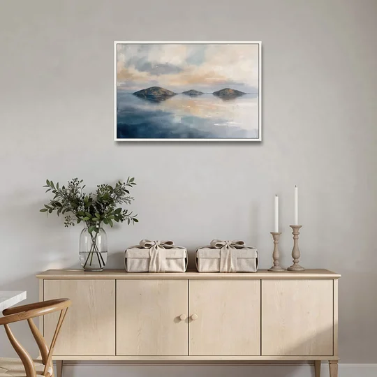 Medical Office Wall Art of Islands at Dusk - White Framed Canvas Wall Art - Coffee Table - 36x24